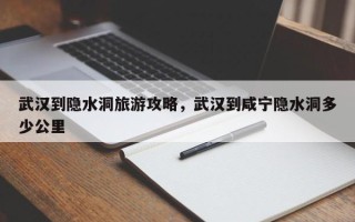武汉到隐水洞旅游攻略，武汉到咸宁隐水洞多少公里